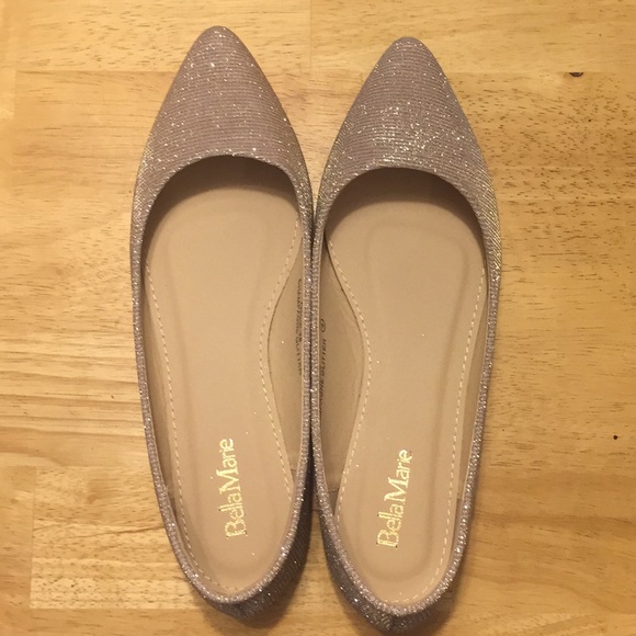 champagne glitter flats